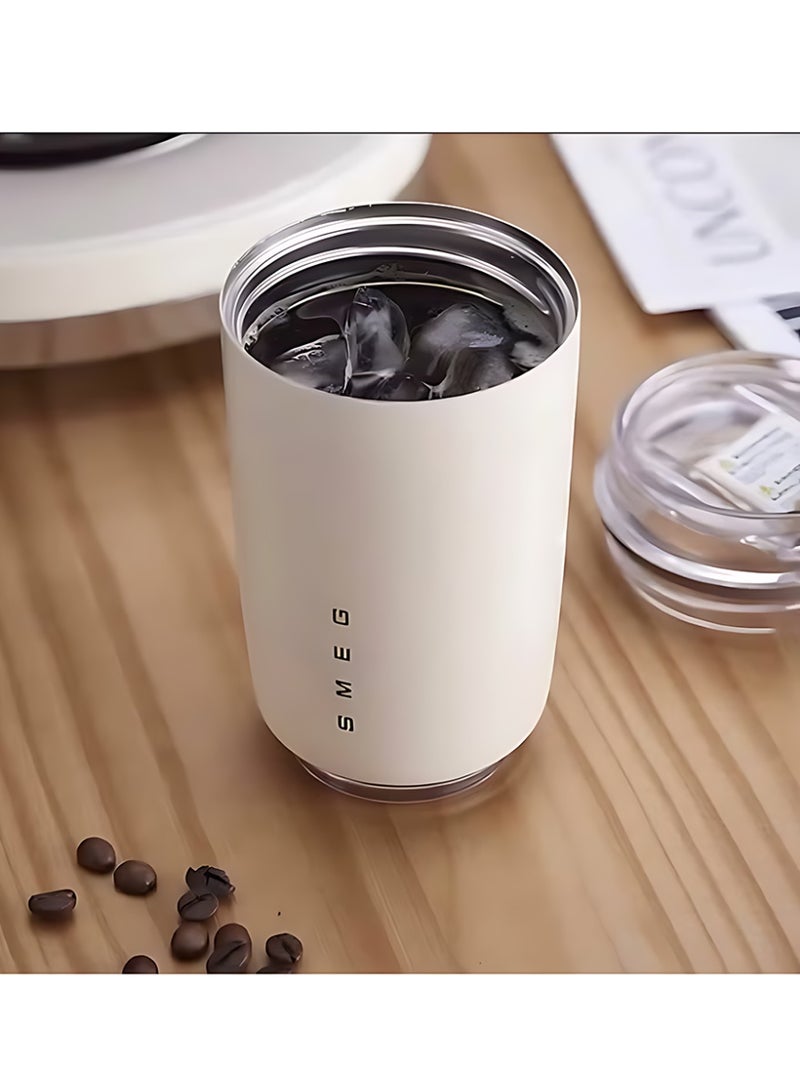 Smeg Travel Coffee Mug, Insulated Beverage Cup with Leakproof Lid, Long-Lasting Coffee Tumbler with Lid, Travel Coffee Thermos (White) - Image 5